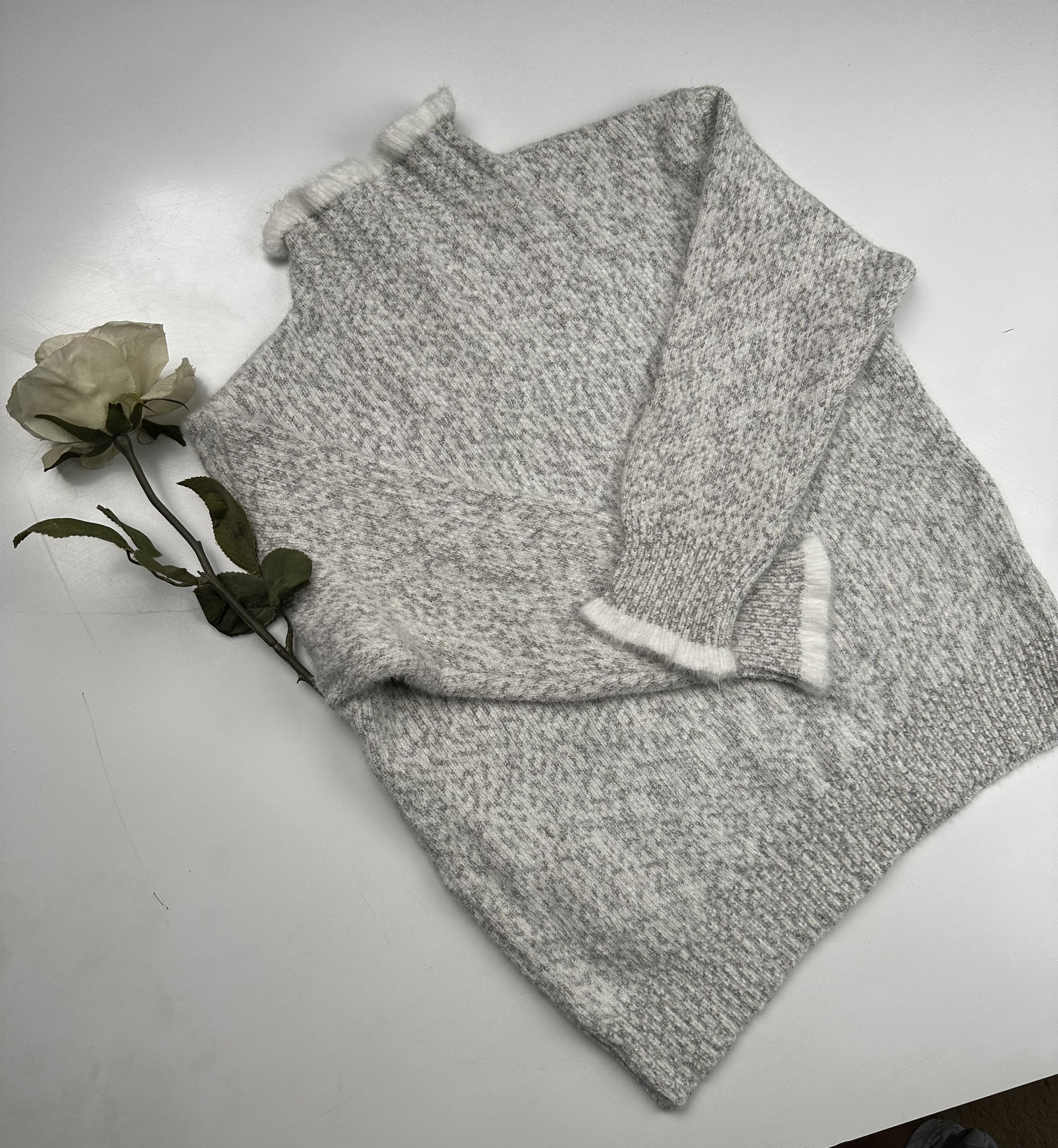 THE WINTER MARLE TRIM SWEATER