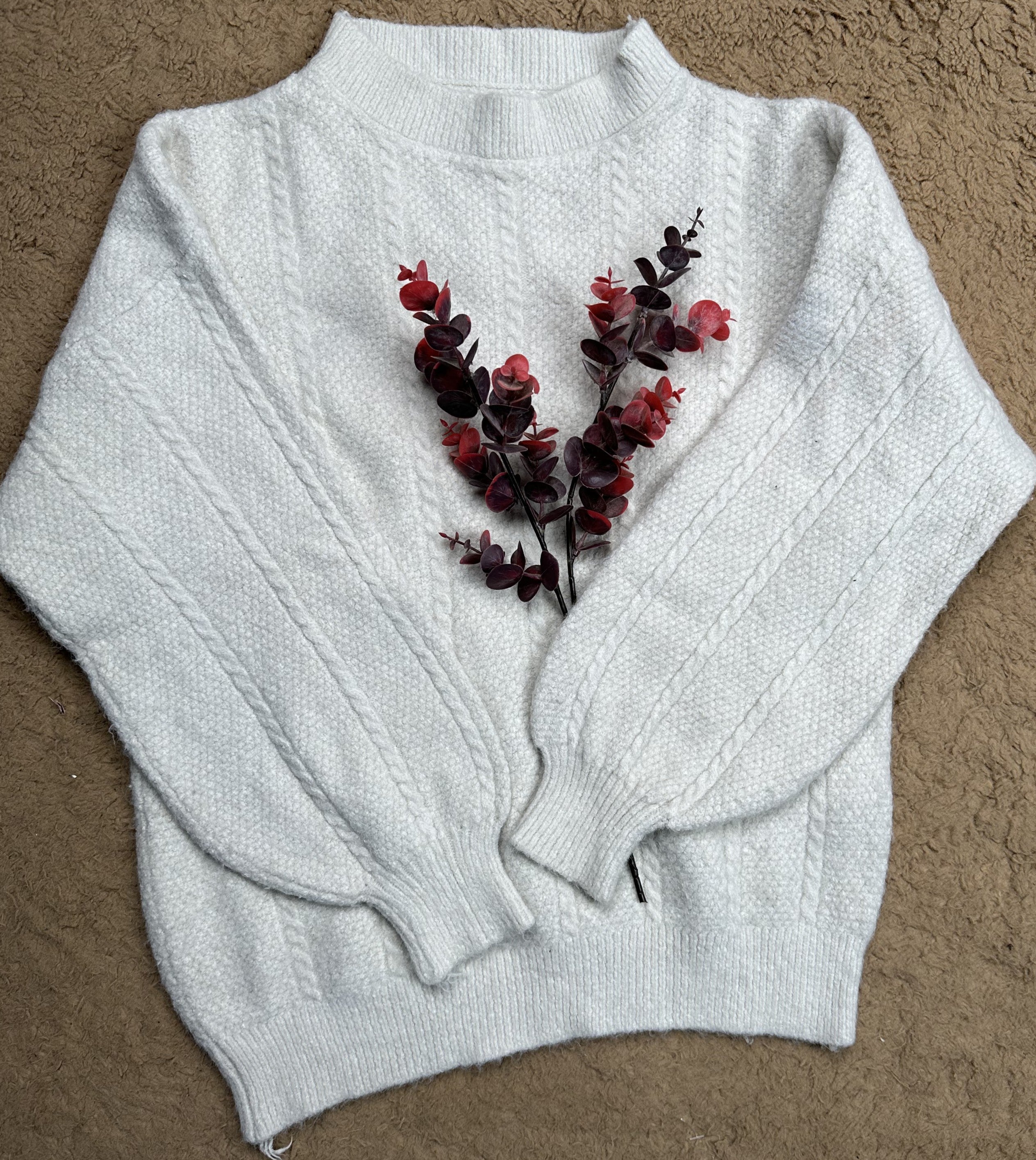 COZY MOCK NECK TEXTURE KNIT PULLOVER